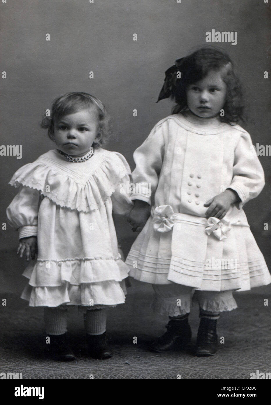 people, children, little girls in frilly dresses, circa 1900, Additional-Rights-Clearences-Not Available Stock Photo