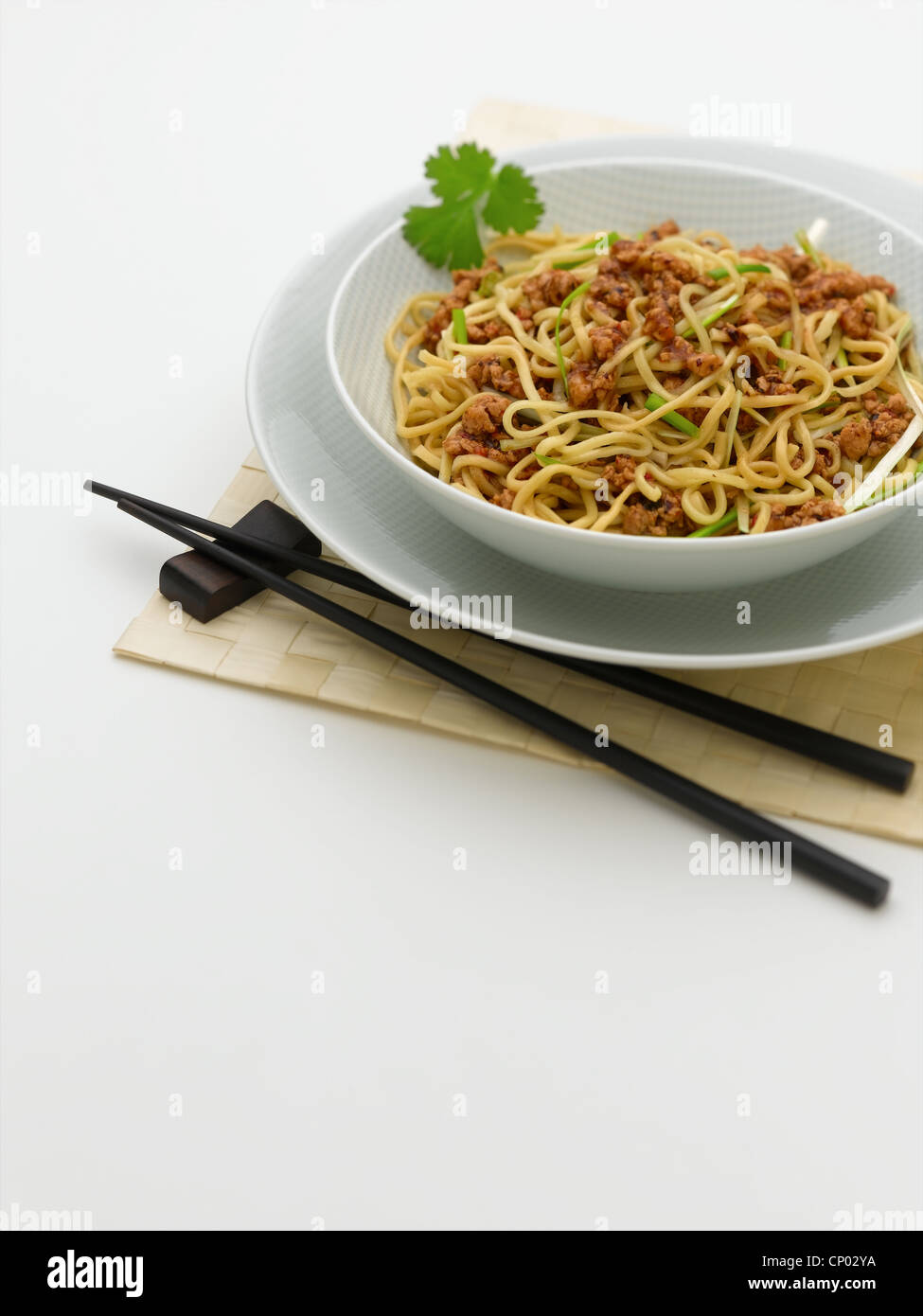pork and noodles Stock Photo