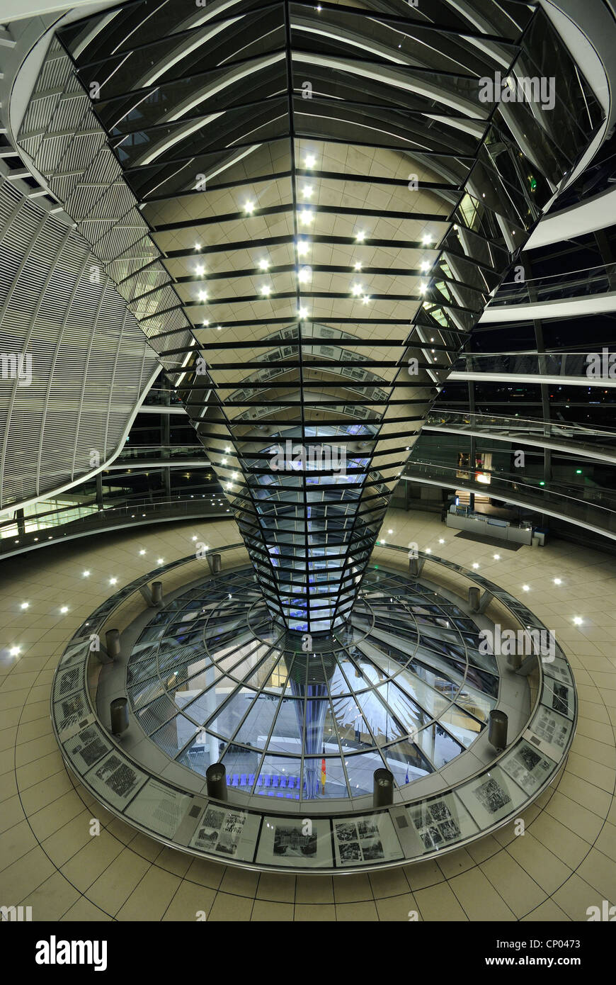 Interior view, dome of the Reichstag building at night, seat of the Bundestag, German Parliament, Berlin, Germany, Europe Stock Photo