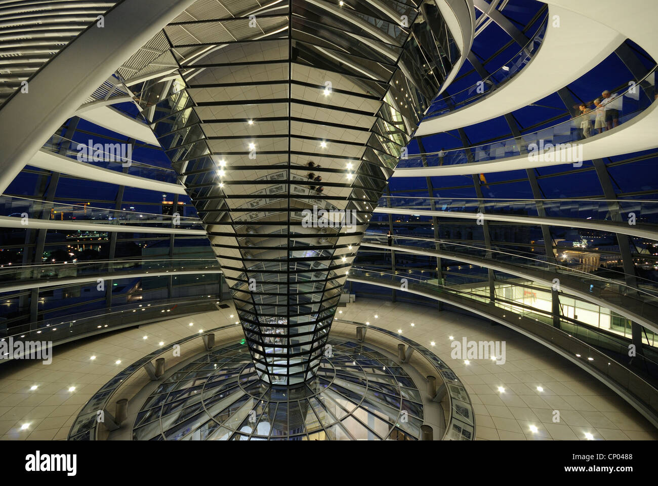 Interior view, dome of the Reichstag building at night, seat of the Bundestag, German Parliament, Berlin, Germany, Europe Stock Photo