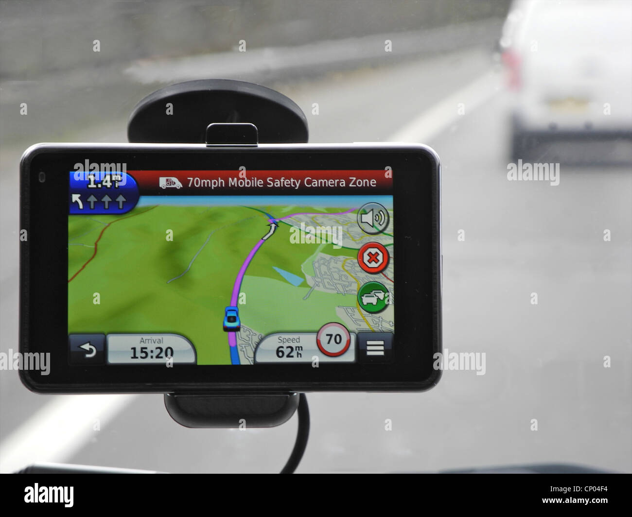 Sat Nav. Satellite Navigation unit device working in a car Stock Photo