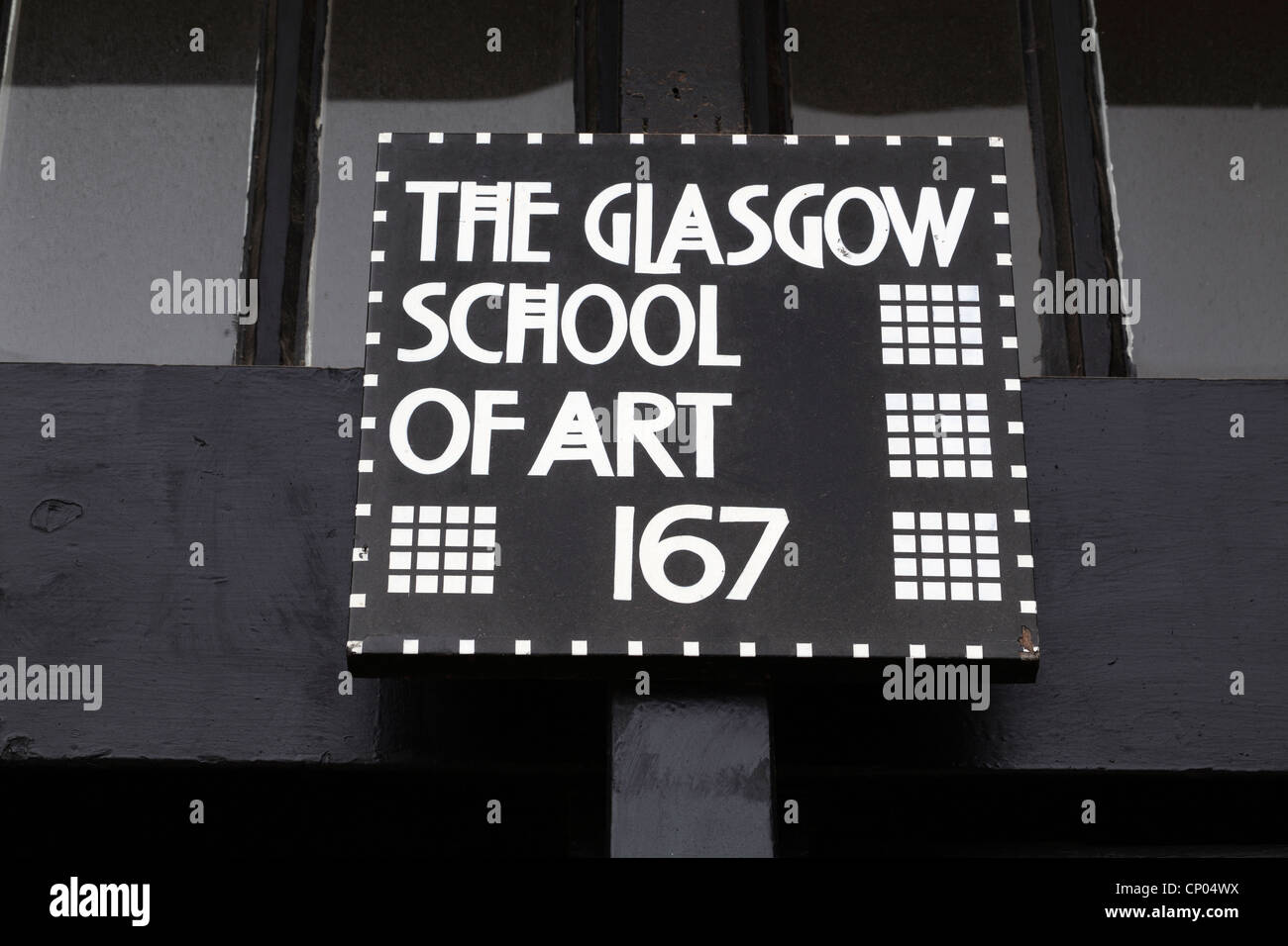 Glasgow School of Art sign, Scotland, UK Stock Photo
