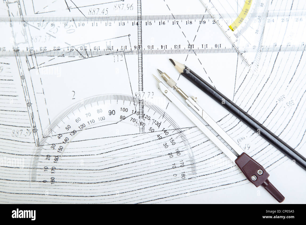 Half Compass Ruler Renovation scheme hi-res stock photography and images - Alamy