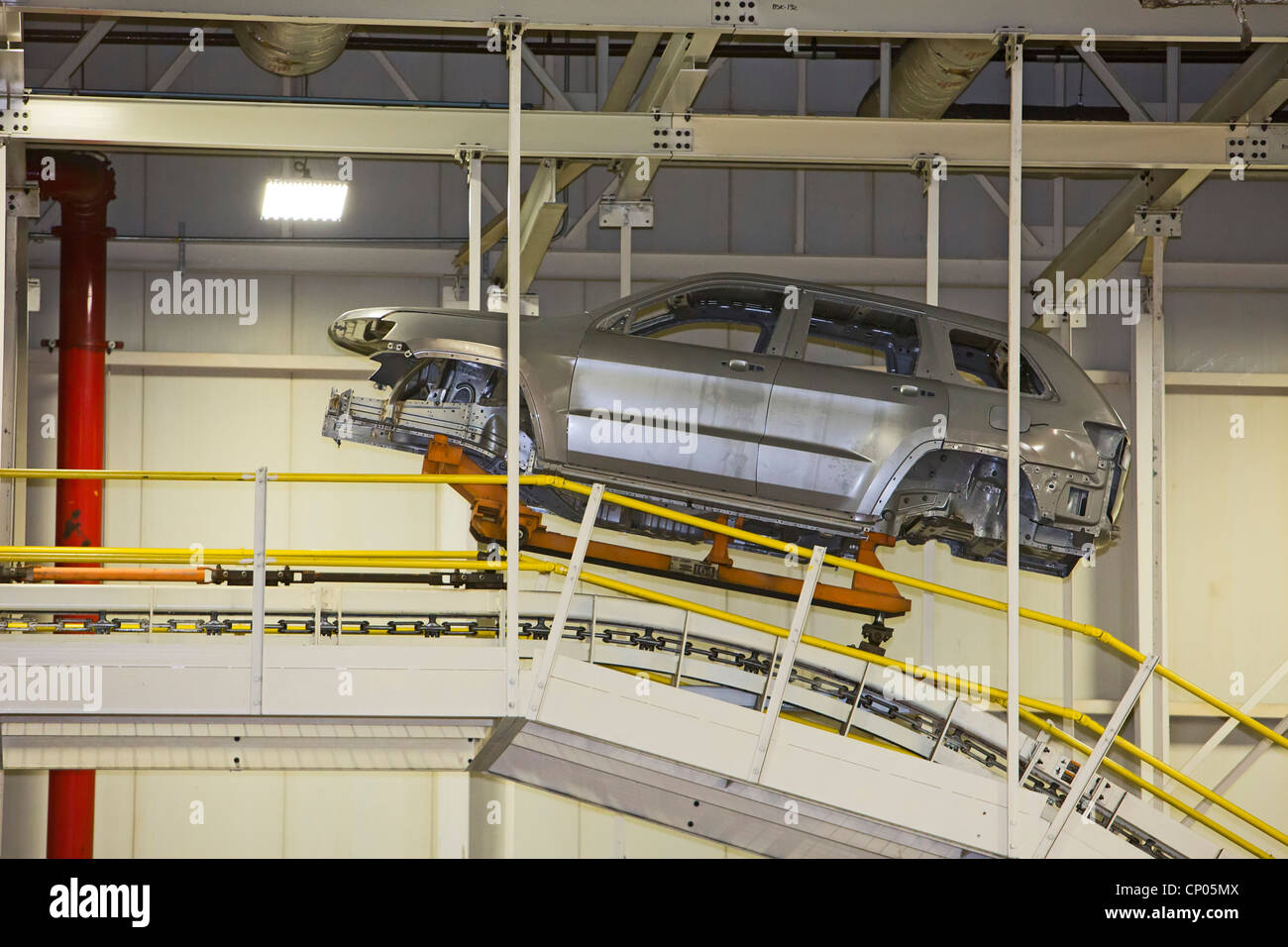 Detroit, Michigan An auto body moves along the assembly line at