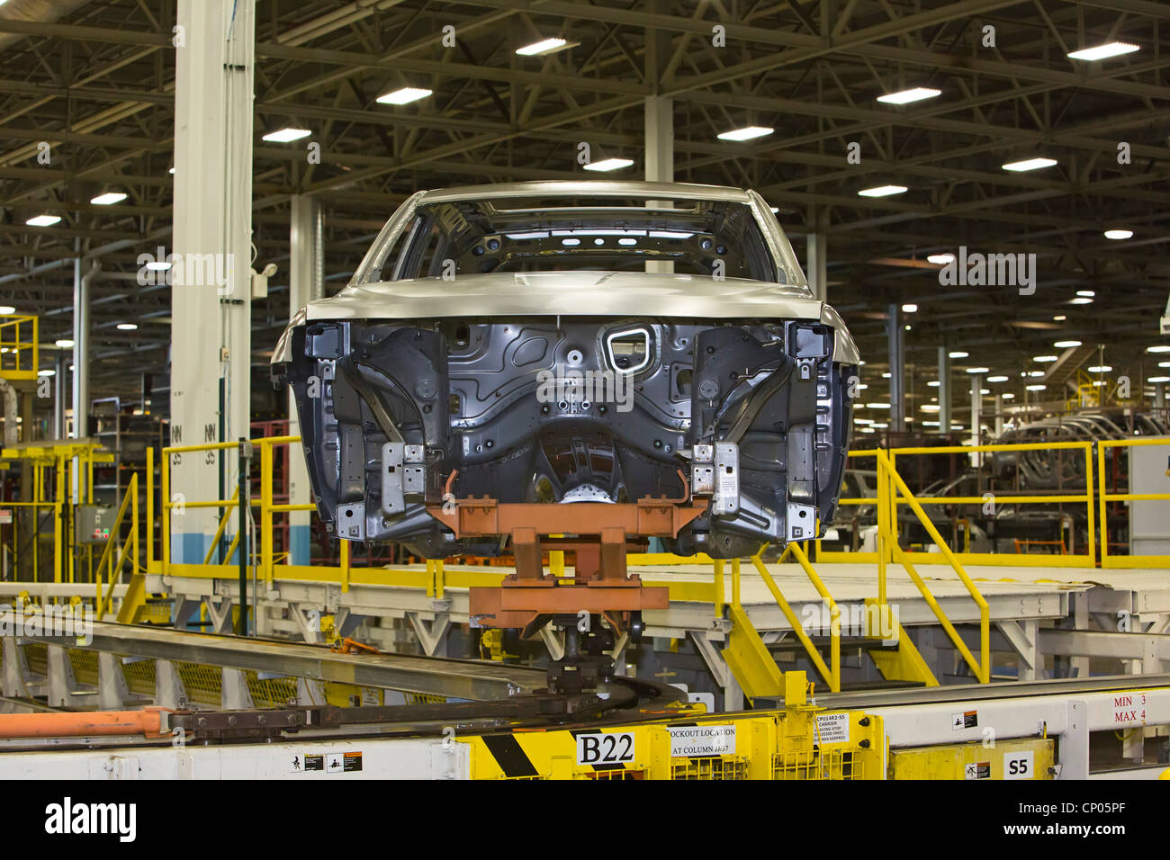Detroit, Michigan An auto body moves along the assembly line at