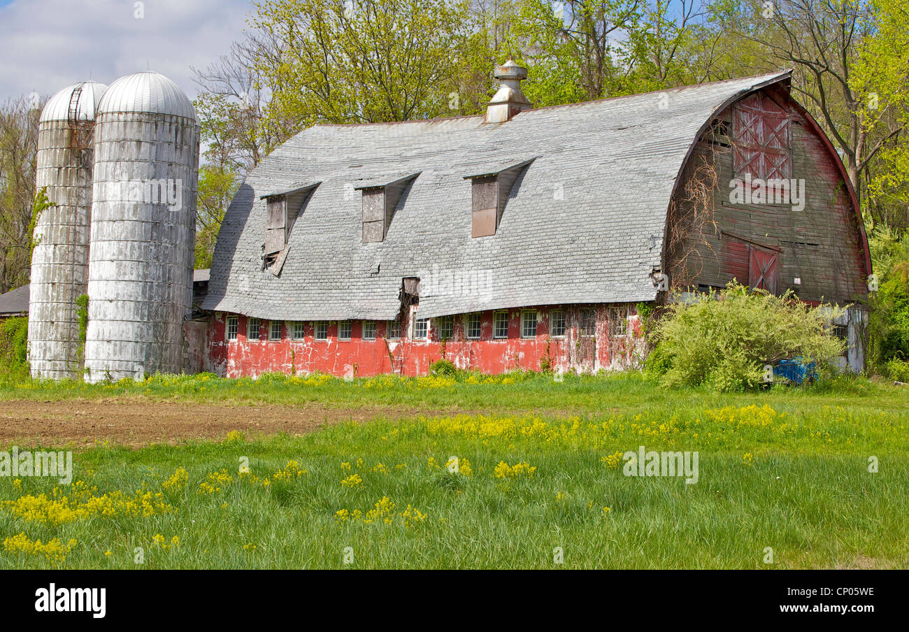 Rustic Red Farm Barn Stock Photo