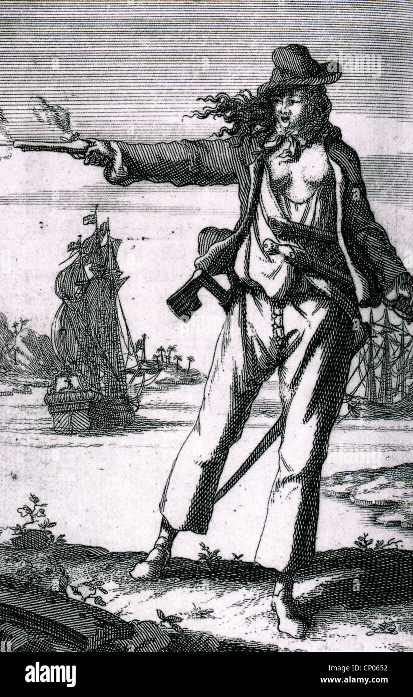 ANNE  BONNEY  (1702-1782) Irish-born female pirate as shown in Charles Johnson's 1724 book on Pirates Stock Photo