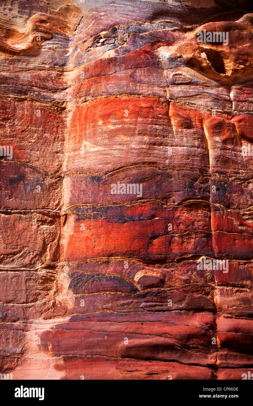 Stone doorway entrance to the Silk Tomb, Petra, Jordan, Western Asia Stock Photo