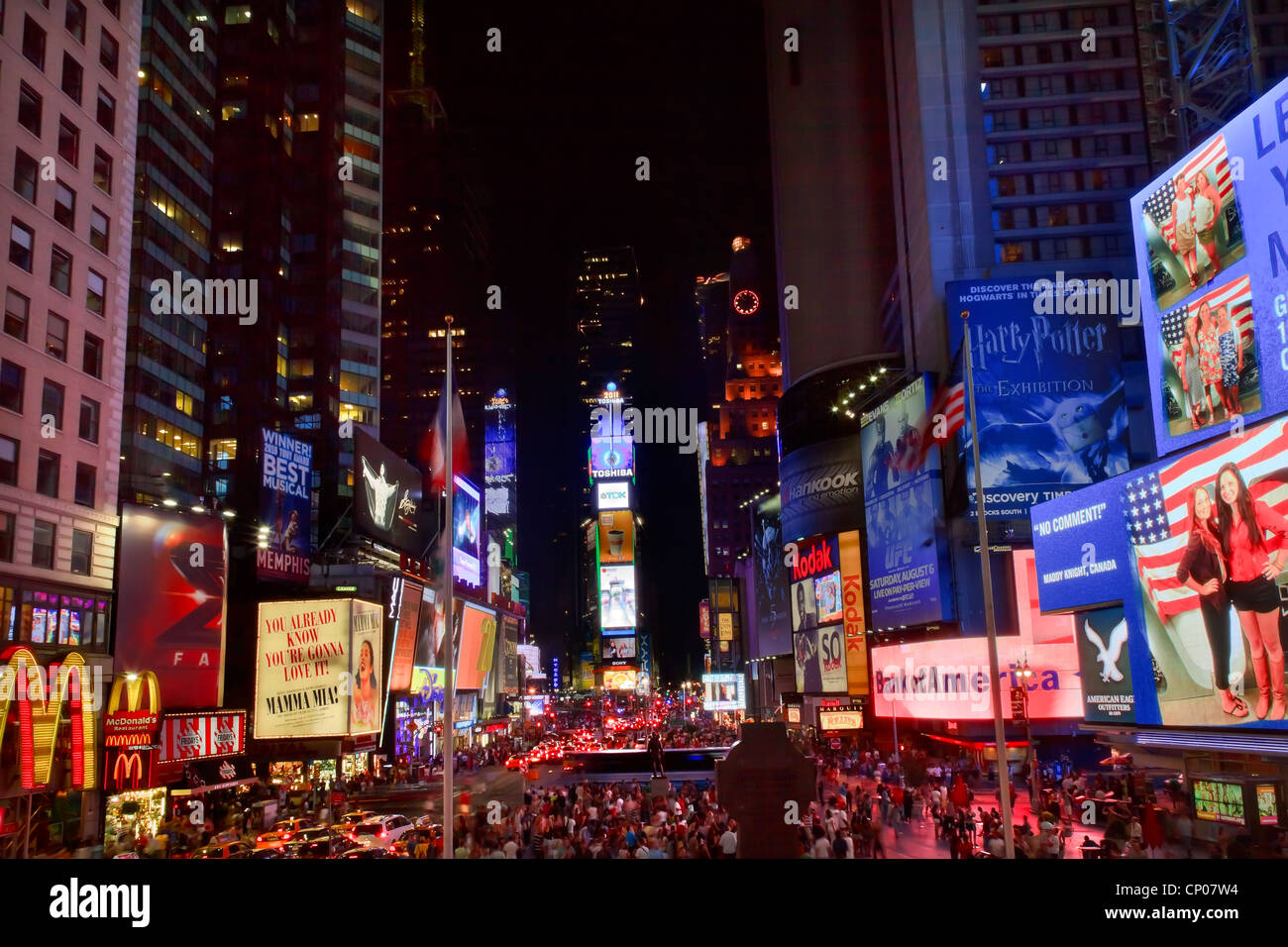 Times Square Lightshow, Advertising, Plays, People Cars Crowds New York