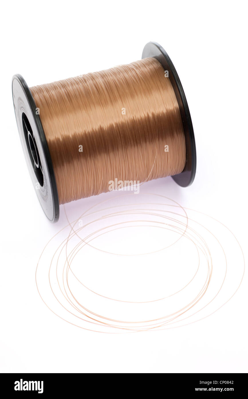 Coils of nylon from a spool of monofilament fishing line Stock Photo