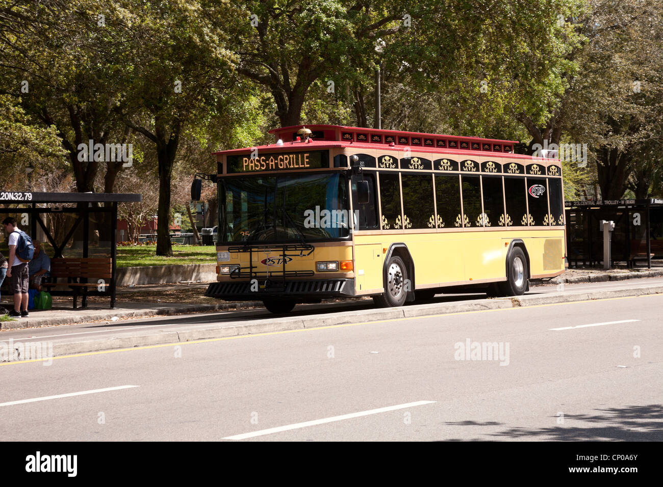 St Petersburg Transit Authority (PSTA} bus stop, downtown St Petersburg