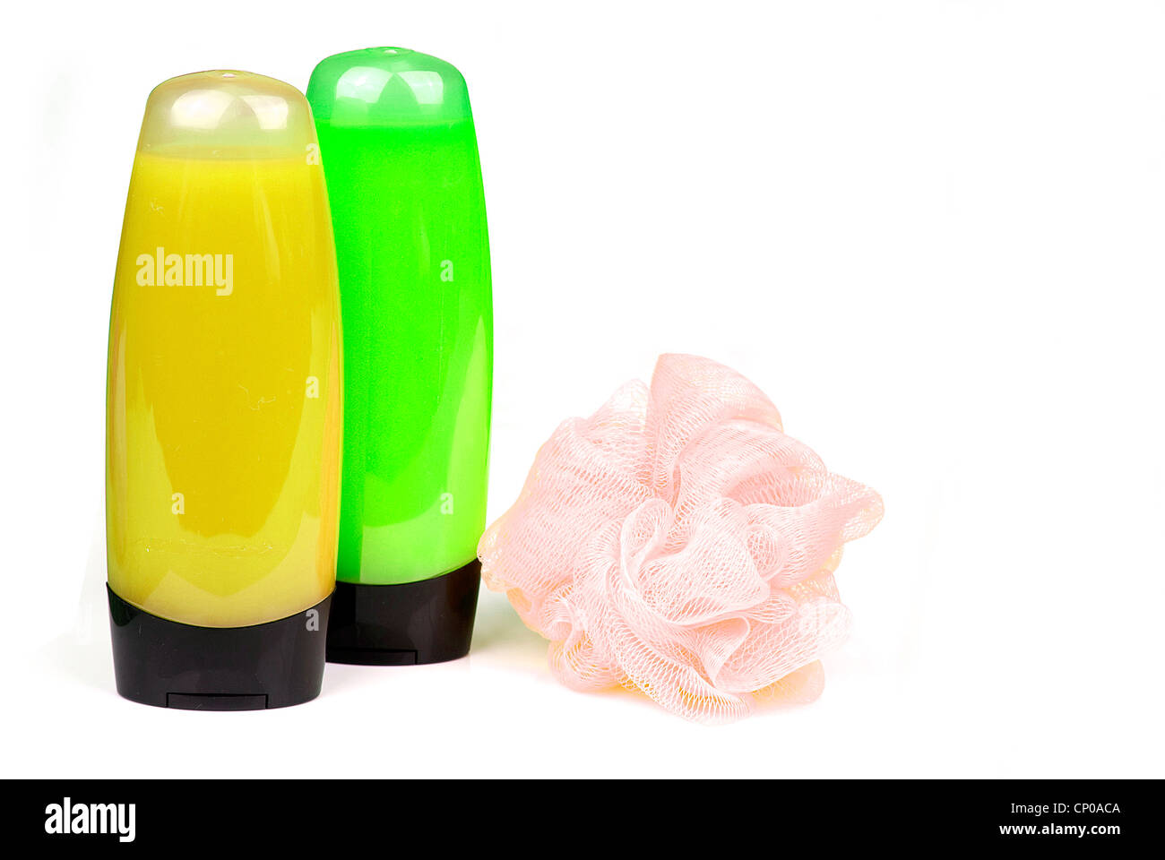 Download Yellow And Green Colored Shower Gel Bottles And Sponge Isolated On Stock Photo Alamy Yellowimages Mockups