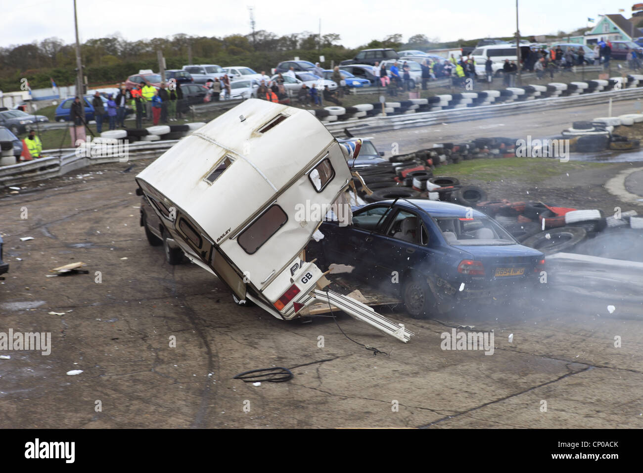 Caravan chase, demolition derby, at Angmering Raceway, West Sussex ...