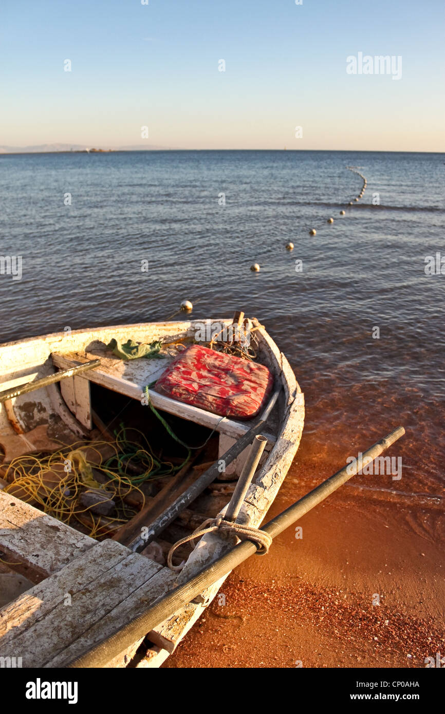 old wooden boat on Red sea beach in Dahab, Egypt Stock Photo - Alamy
