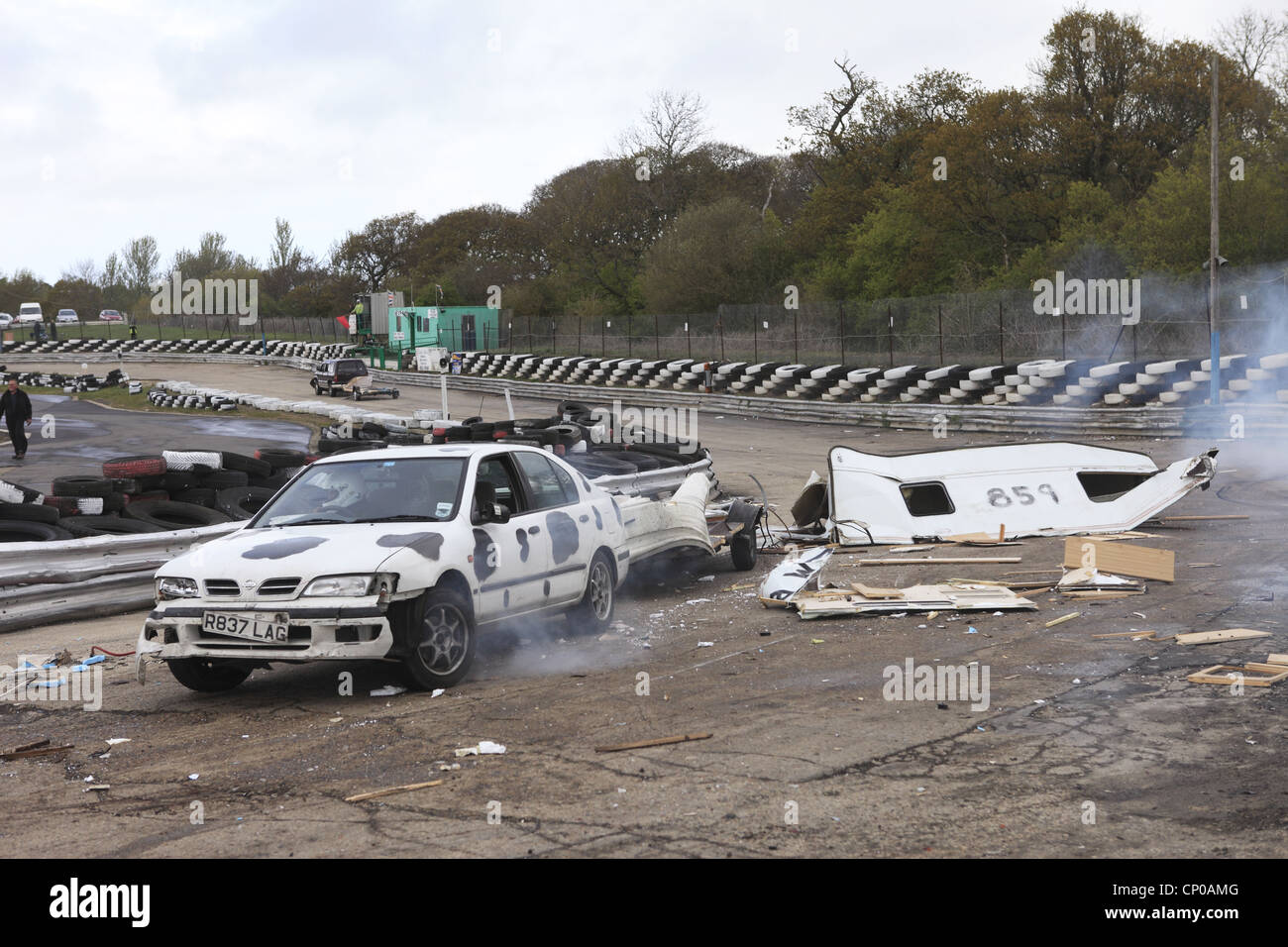 Caravan chase, demolition derby, at Angmering Raceway, West Sussex ...
