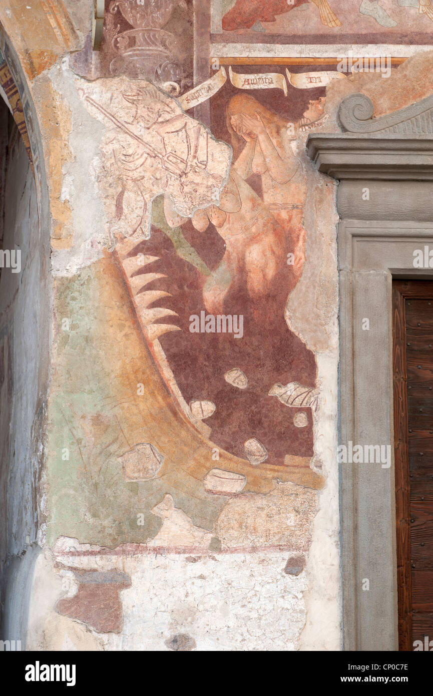The jaws of Hell, in Clusone's Danza Macabra, with souls being driven