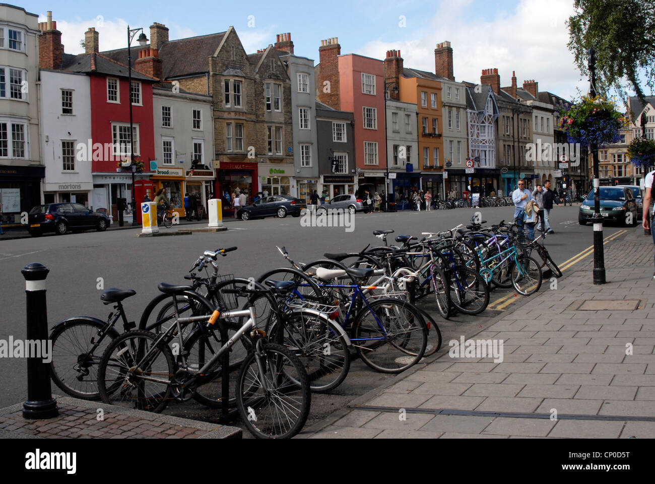 Bicycles parked on The Broad in Oxford England Stock Photo