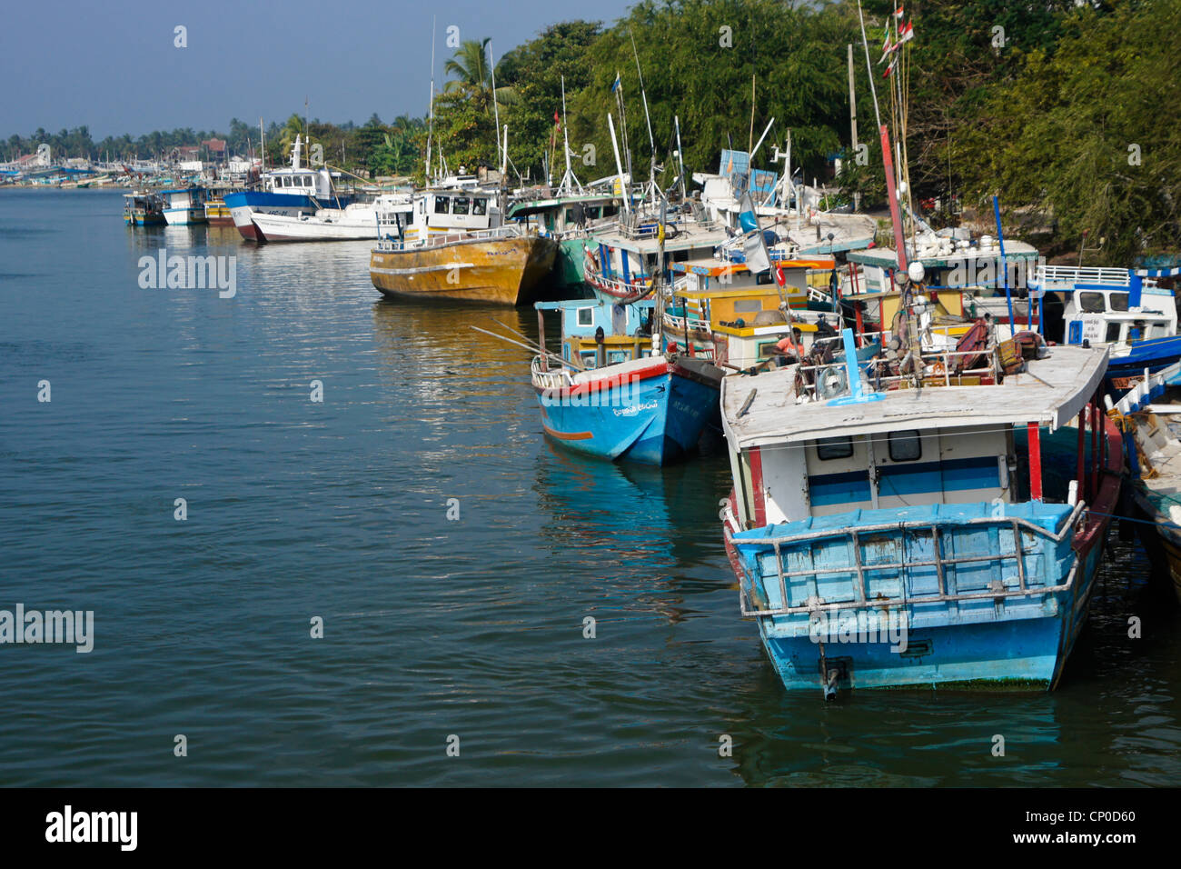 Fishing boats in harbor, Negombo, Sri Lanka Stock Photo