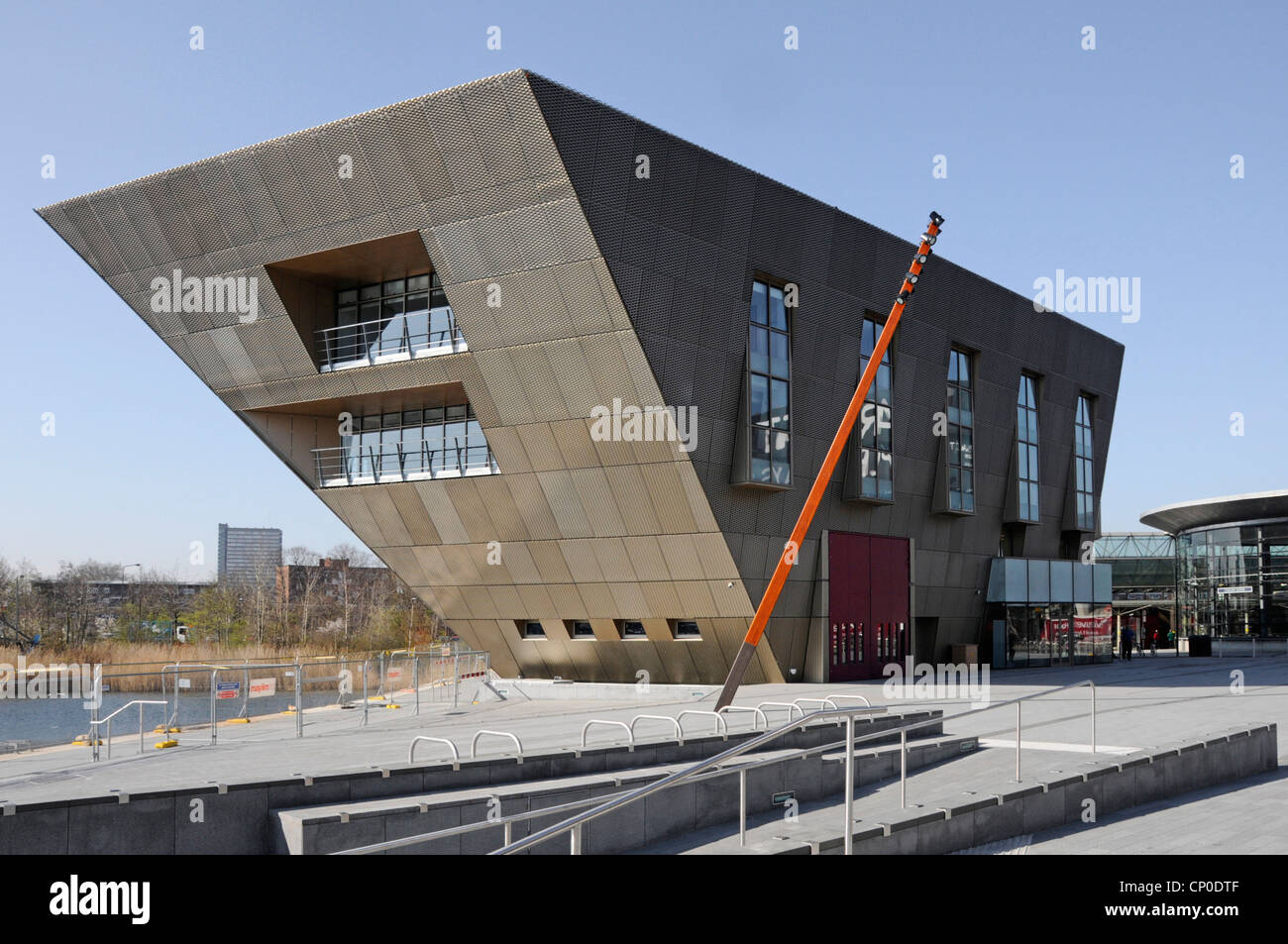 Canada Water unusual modern architecture design & shape of new purpose built public library building by Southwark Council at Surrey Quays Southwark UK Stock Photo