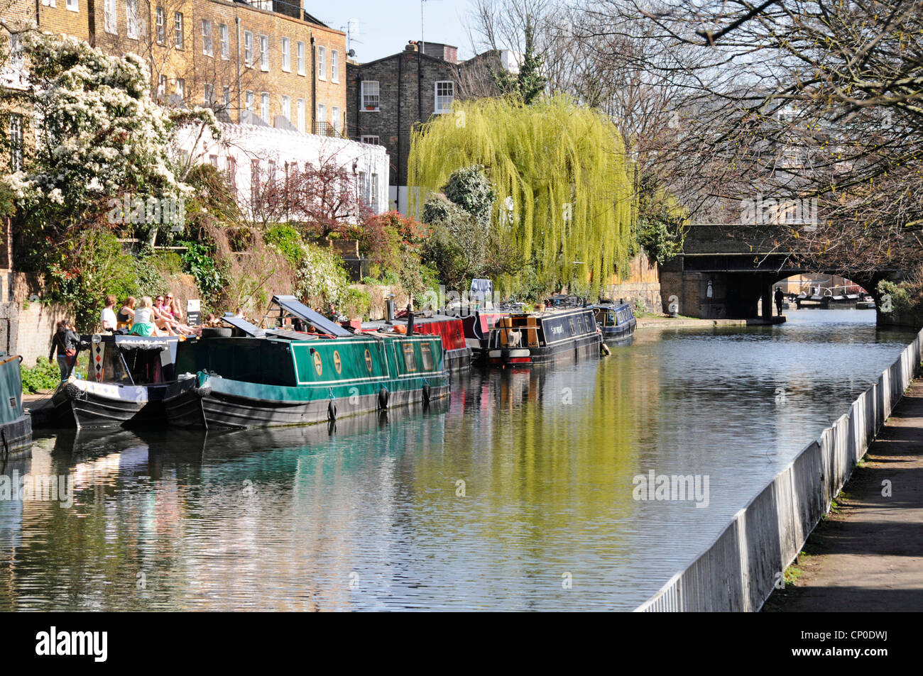 Sunny Regents Canal narrowboat moorings & real estate property people