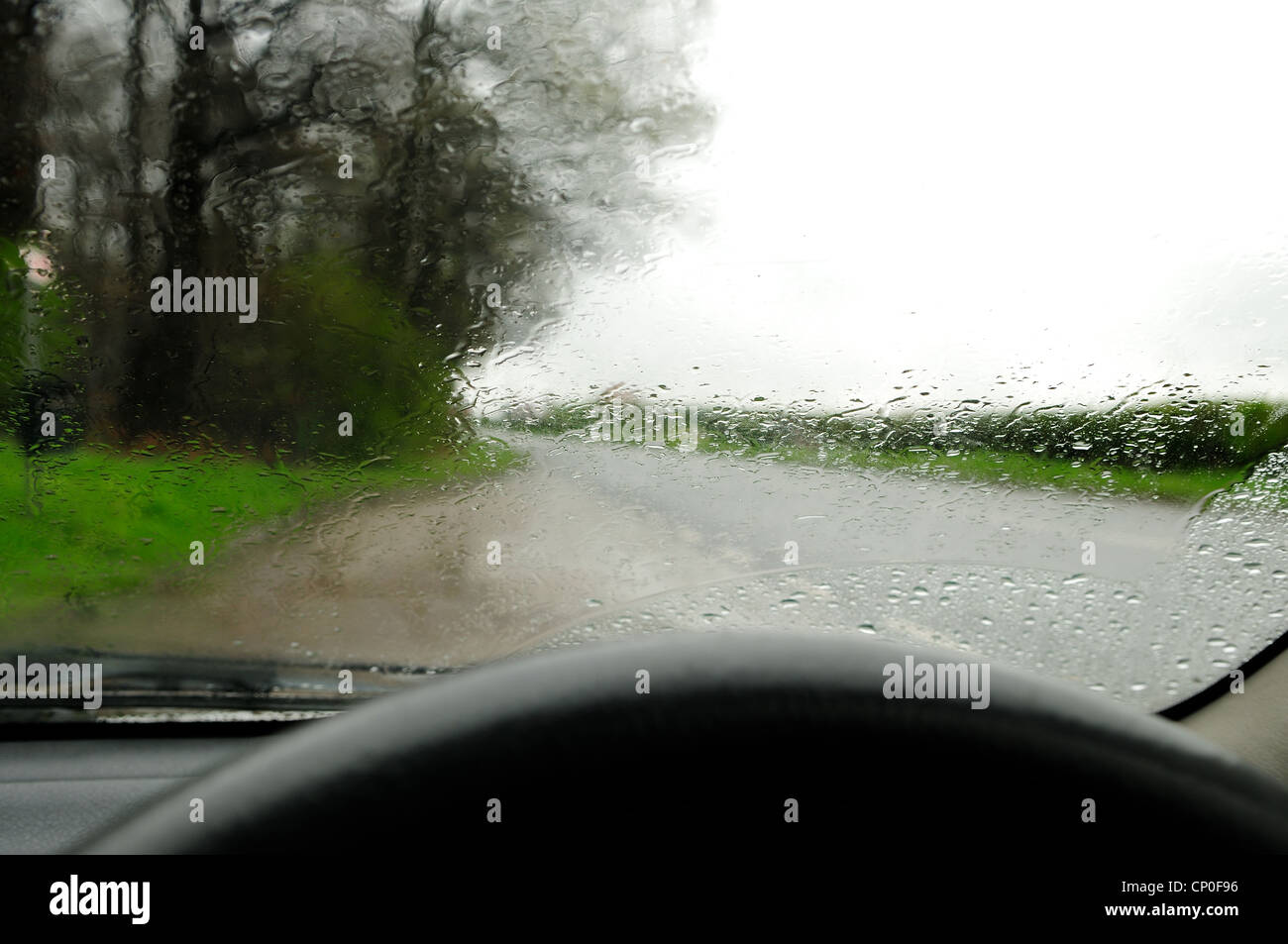 Driving In Heavy Rain Stock Photo Alamy