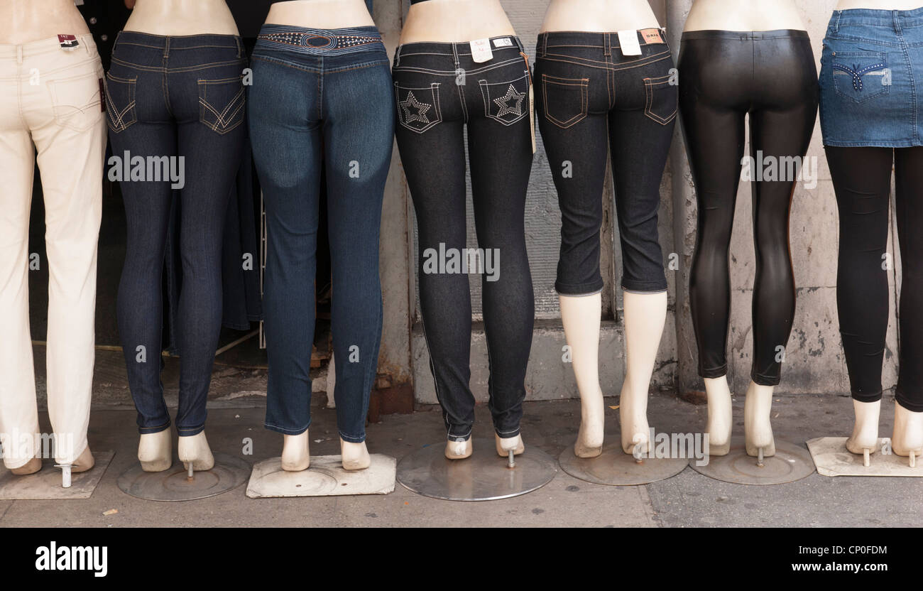 Mannequin legs jeans denim bottoms Stock Photo Alamy
