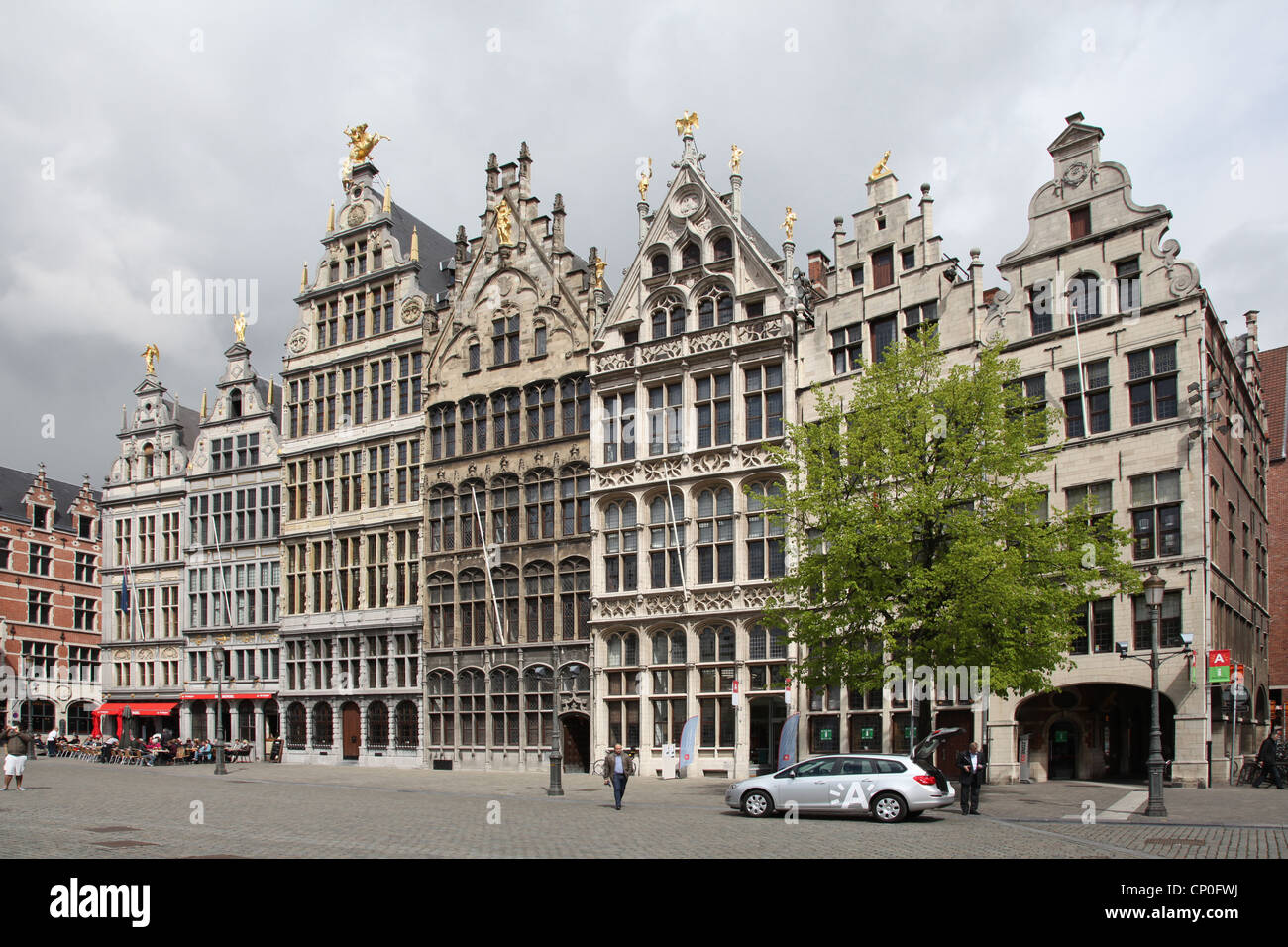 Belgium. Antwerpen. 16th-century Guildhouses at the Grote Markt. Stock Photo