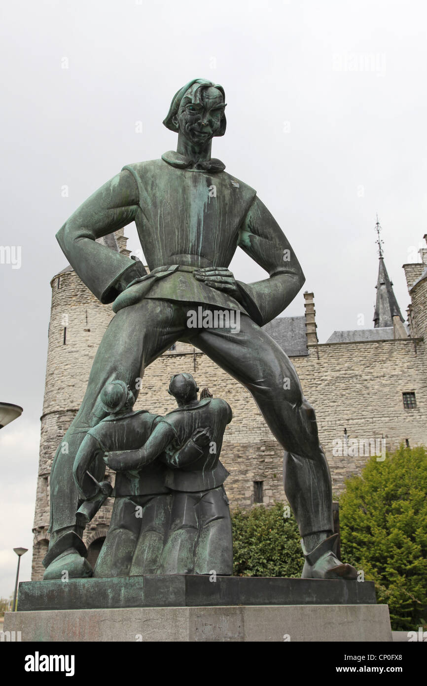 Belgium. Anwerpen. Castle and sculpture Het Steen (The Stone Stock