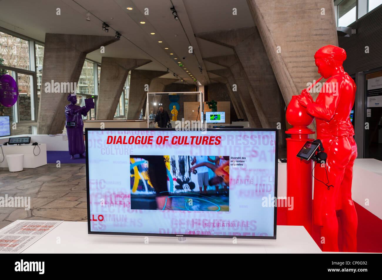 Paris, France, UNESCO Media Art Display in Hallway Stock Photo - Alamy
