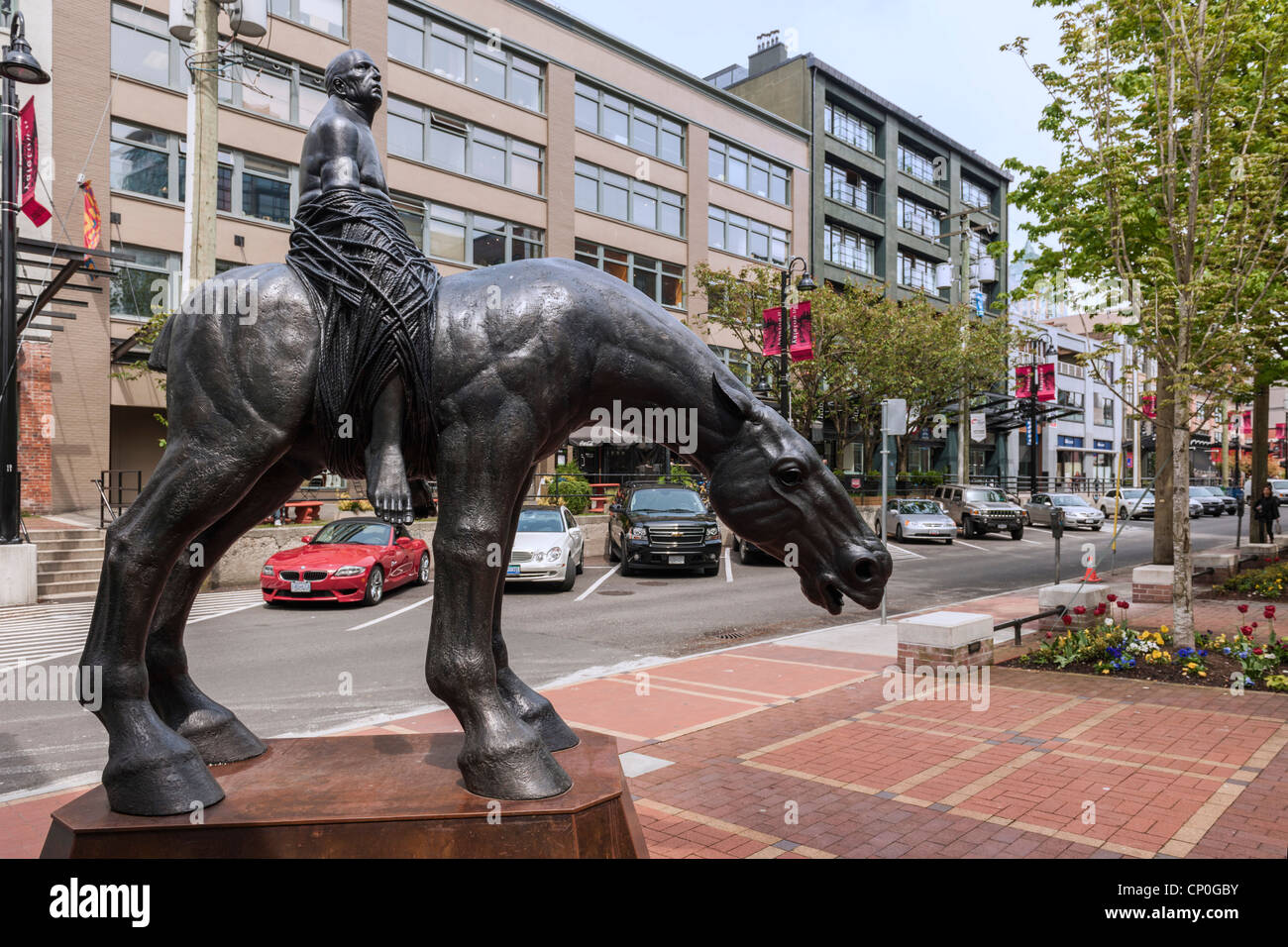 Equestrian Monument, Yaletown, Vancouver Stock Photo