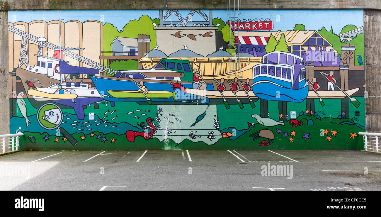 Granville Island Mural, Vancouver Stock Photo Alamy