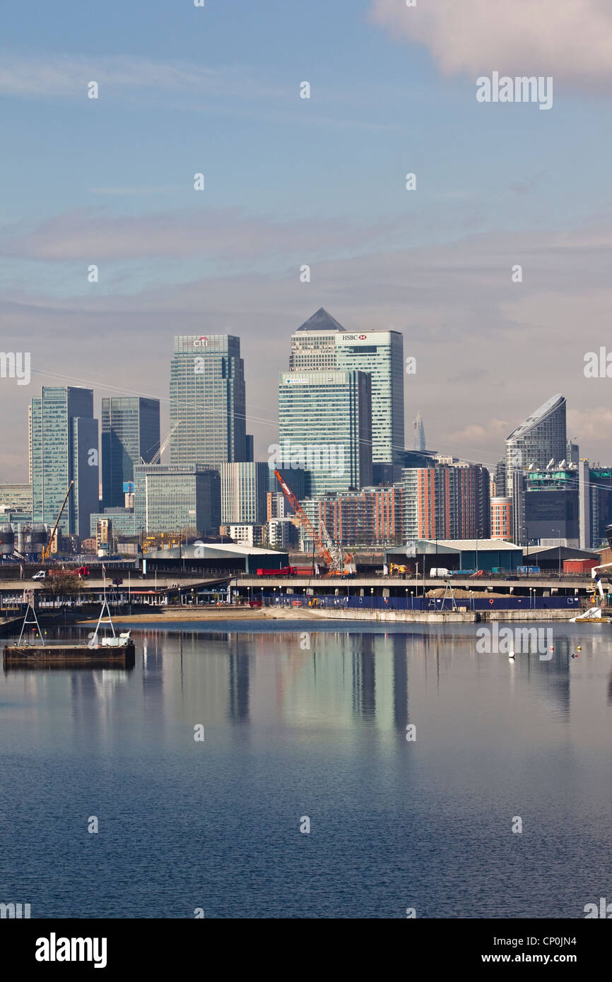 View west towards Canary Wharf financial district in London from Royal ...