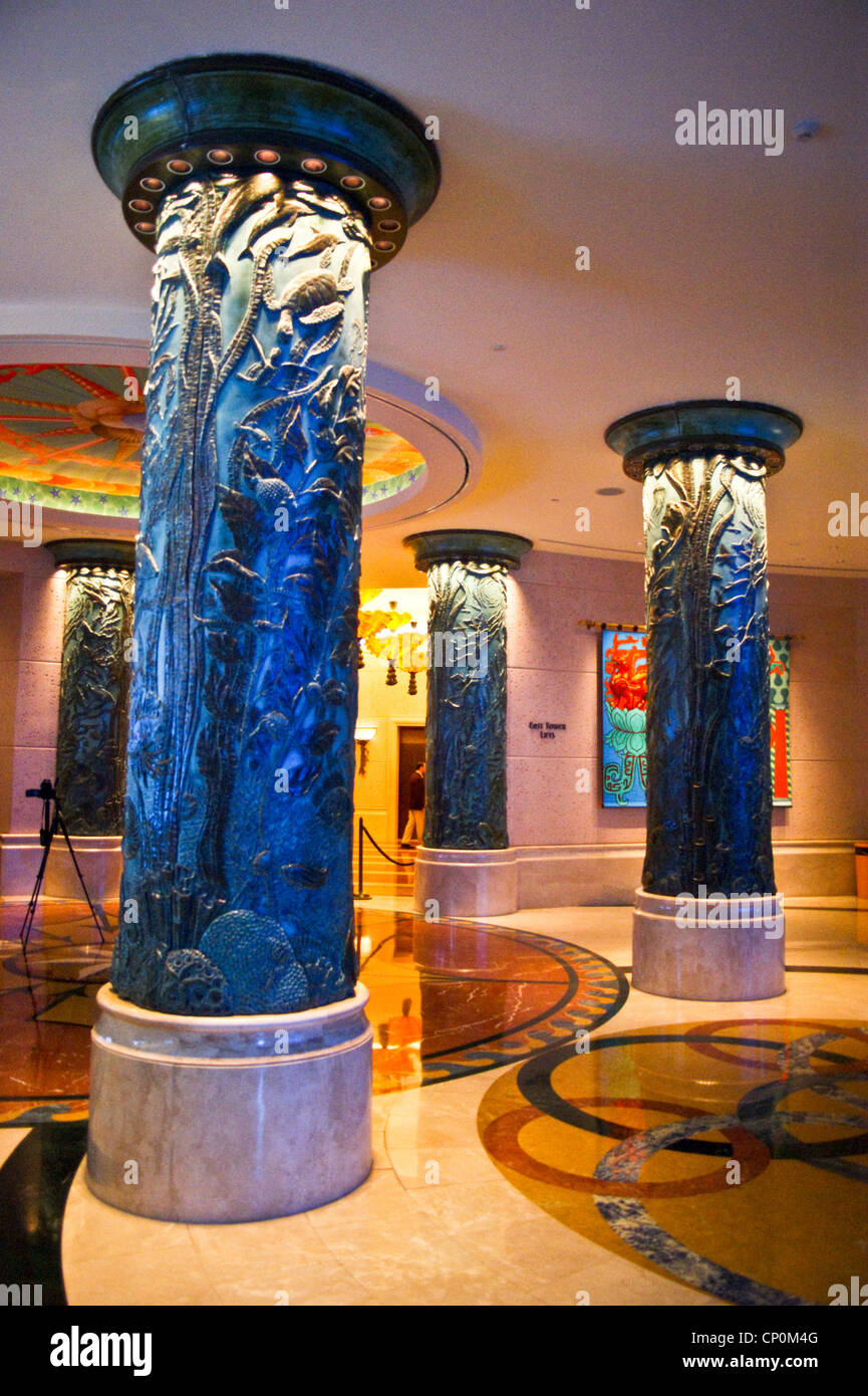 Glazed ceramic pillars of Atlantis the Palm Hotel, Palm Jumeirah, Dubai