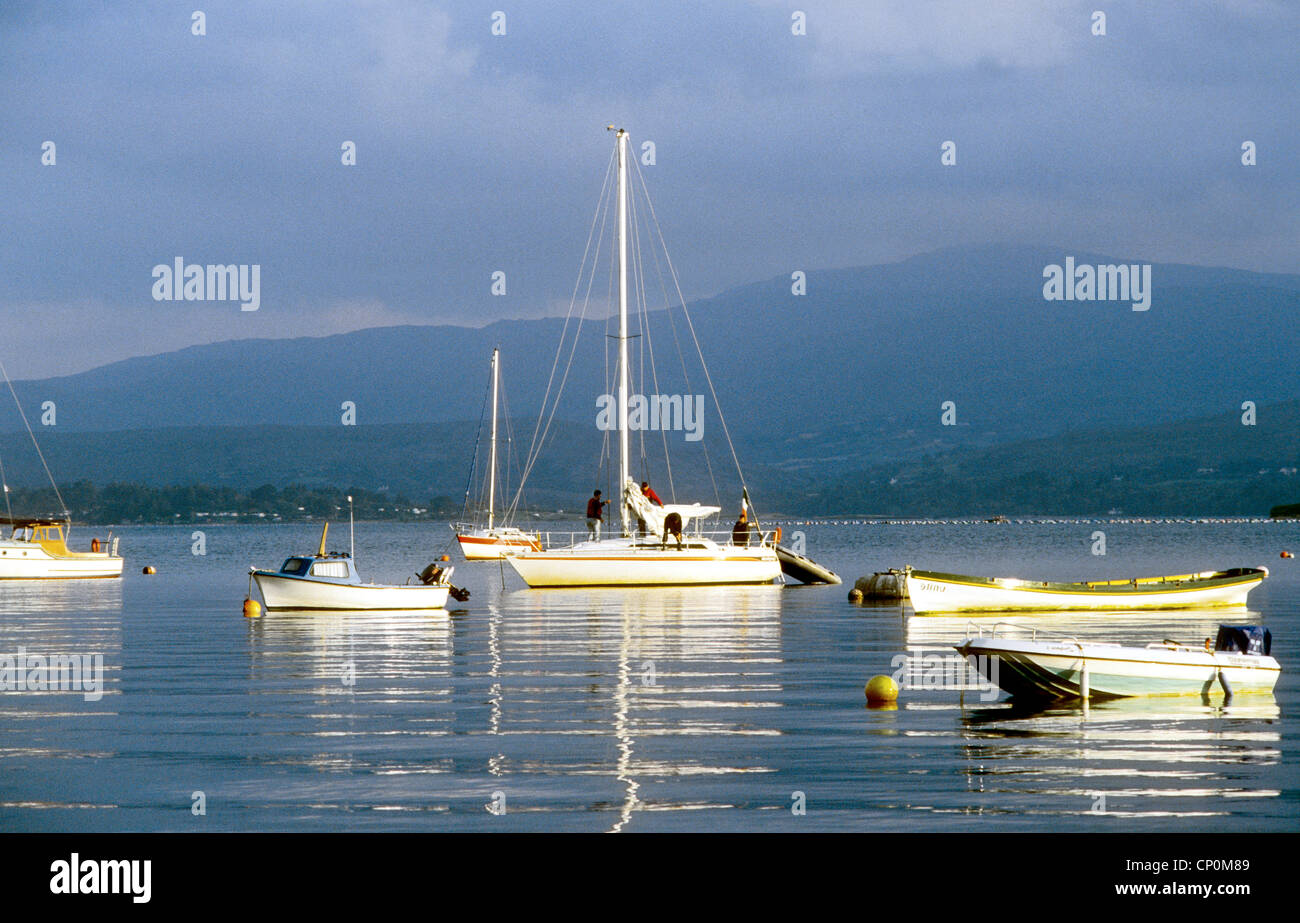 Sail boats  at anchor in Bantry Bay Kerry Ireland Stock Photo