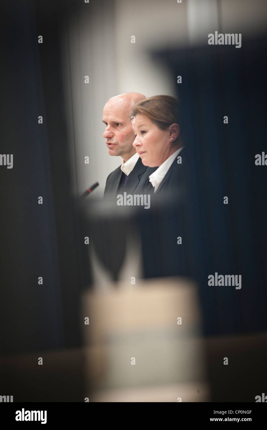 Oslo, Norway. 17/04/2012. Geir Lippestad and Vibeke Hein Baera, defenders of massmurder Anders Behring Breivik. Stock Photo