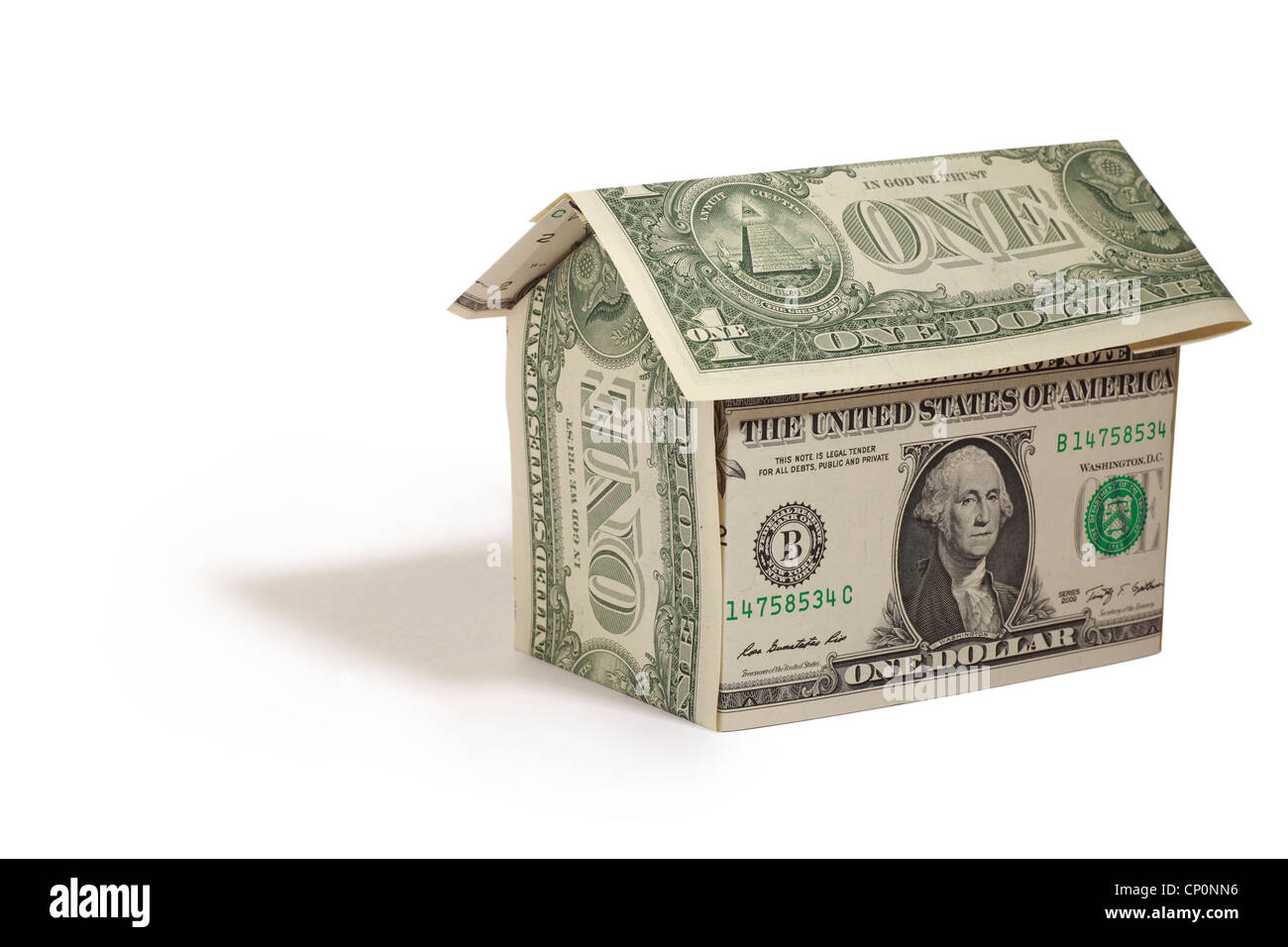 House made from fresh American Dollars Stock Photo