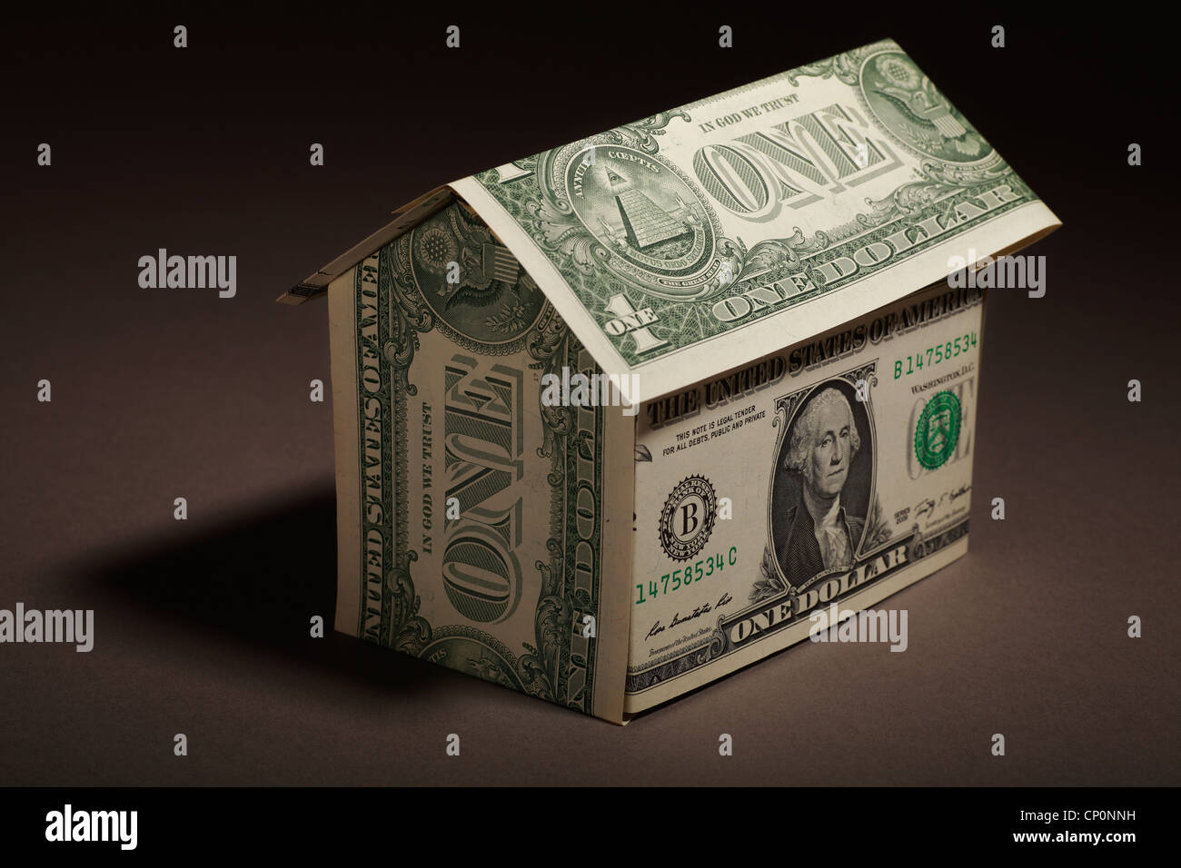 House made from fresh American Dollars Stock Photo