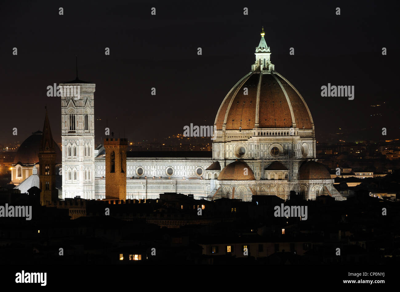 Florence Cathedral at night, in Florence, Tuscany, Italy Stock Photo