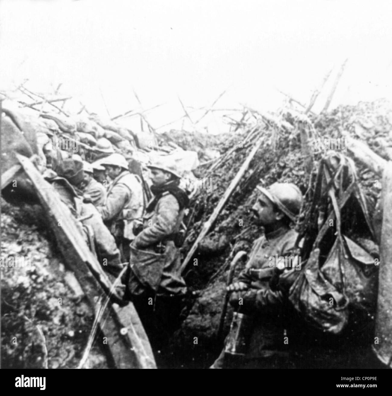 French departure trench just before going 'over the top' Stock Photo