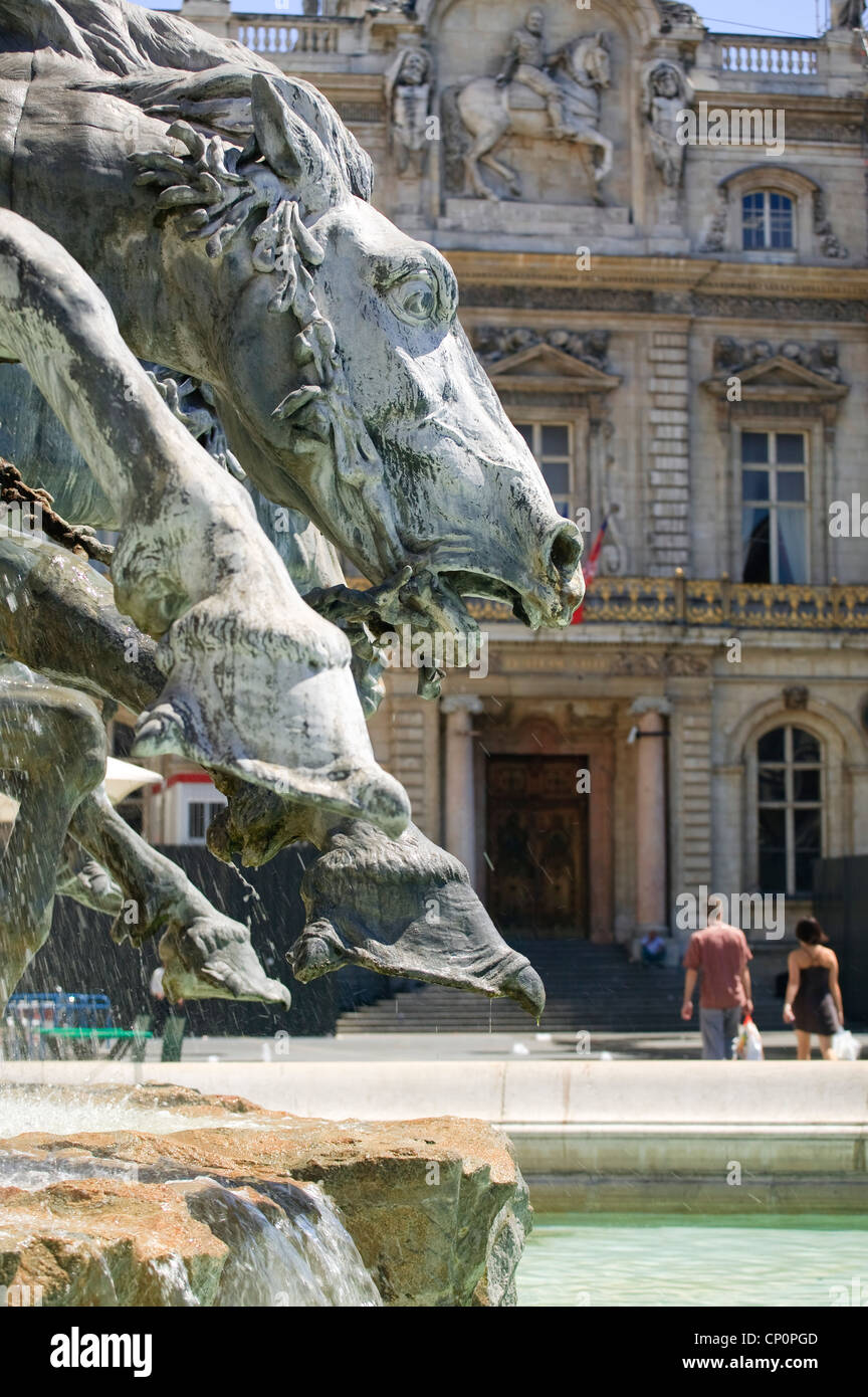 Bartholdi Fountain Place des Terreaux Lyon Rhone Rhone Alpes France Stock Photo