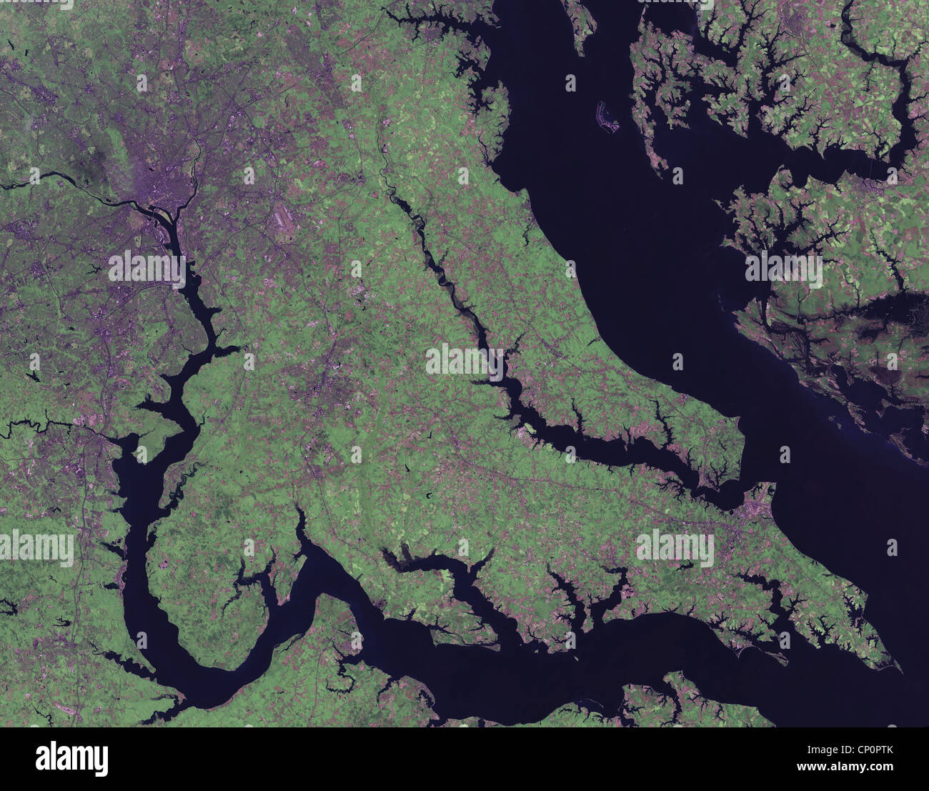 satellite image of Washington DC metropolitan area and Chesapeake bay Stock Photo Alamy