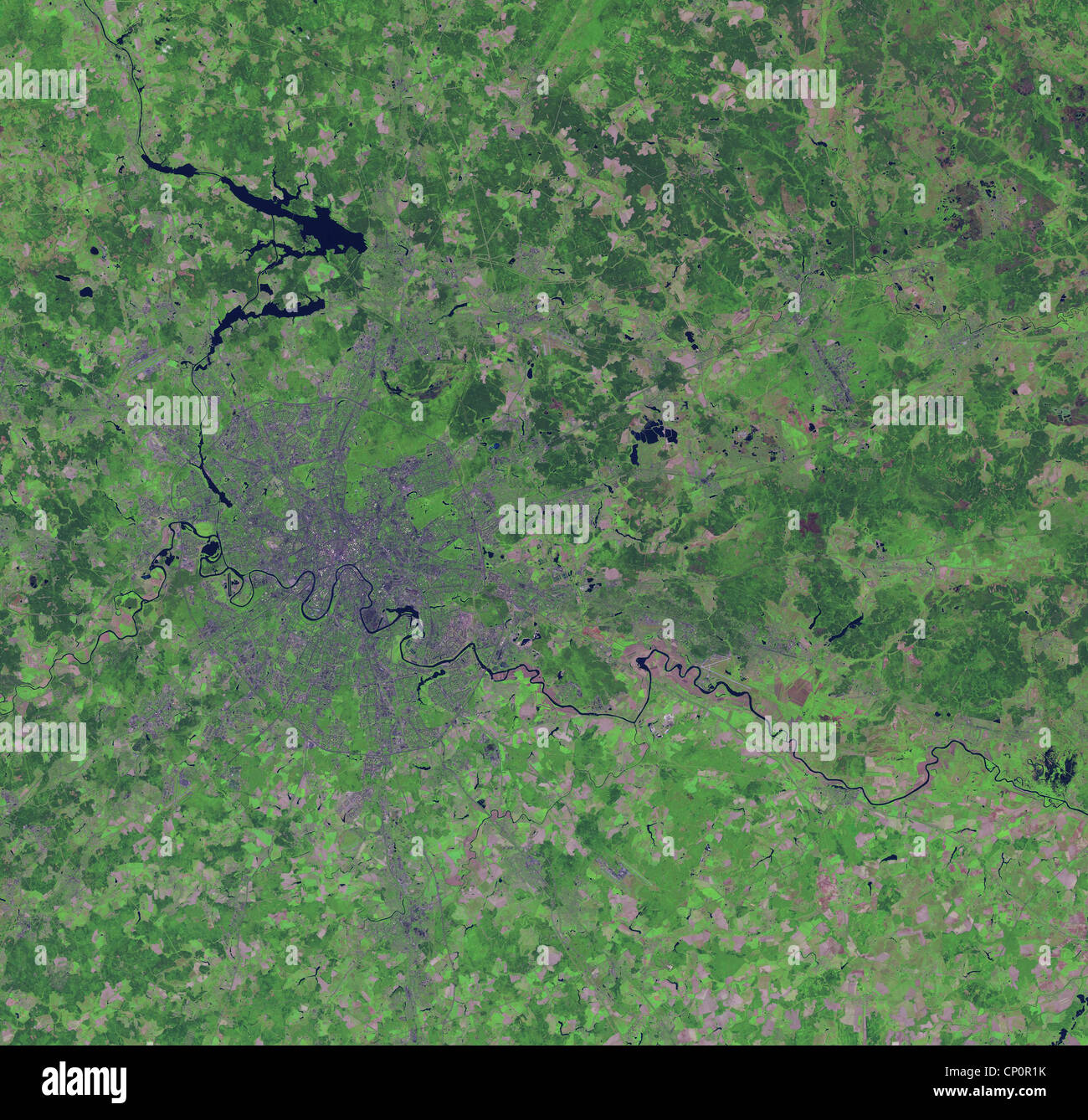 satellite image of Moscow, Russia Stock Photo