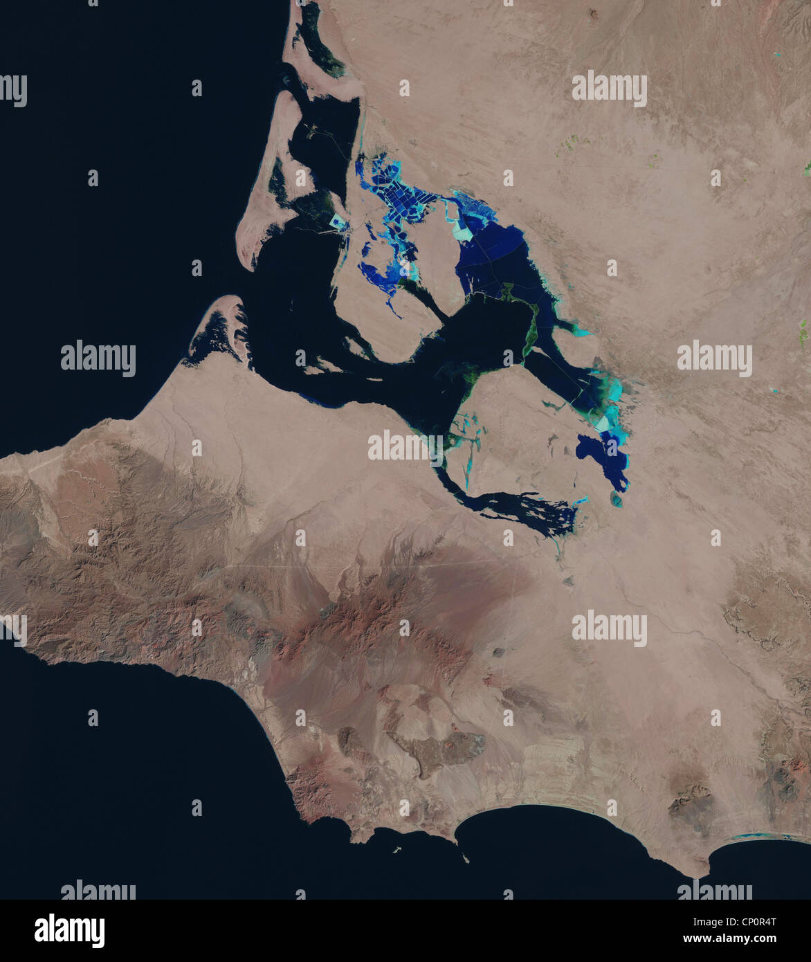 satellite image of Scammons Lagoon, Guerrero Negro, Baja, Mexico Stock