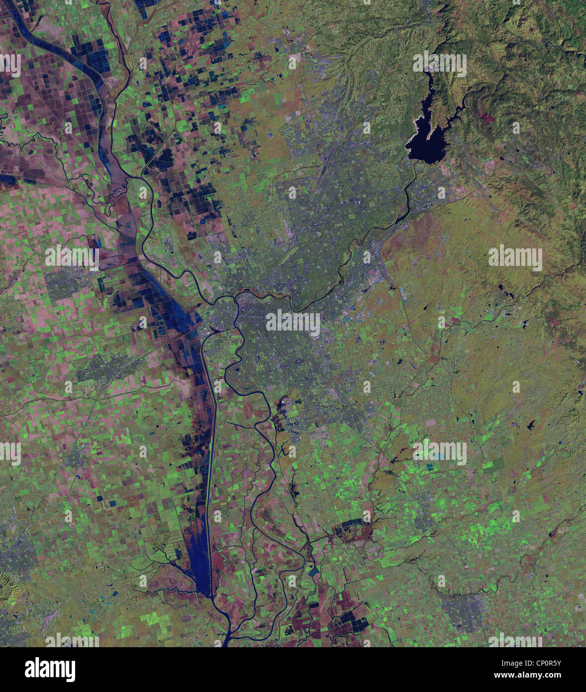 satellite image of Sacramento, California Stock Photo Alamy