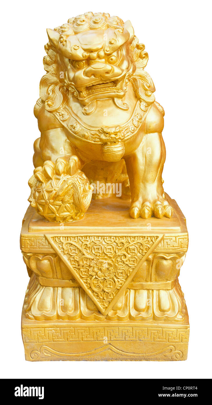 Golden Lion Statue, symbol of protection & power in Oriental Asia