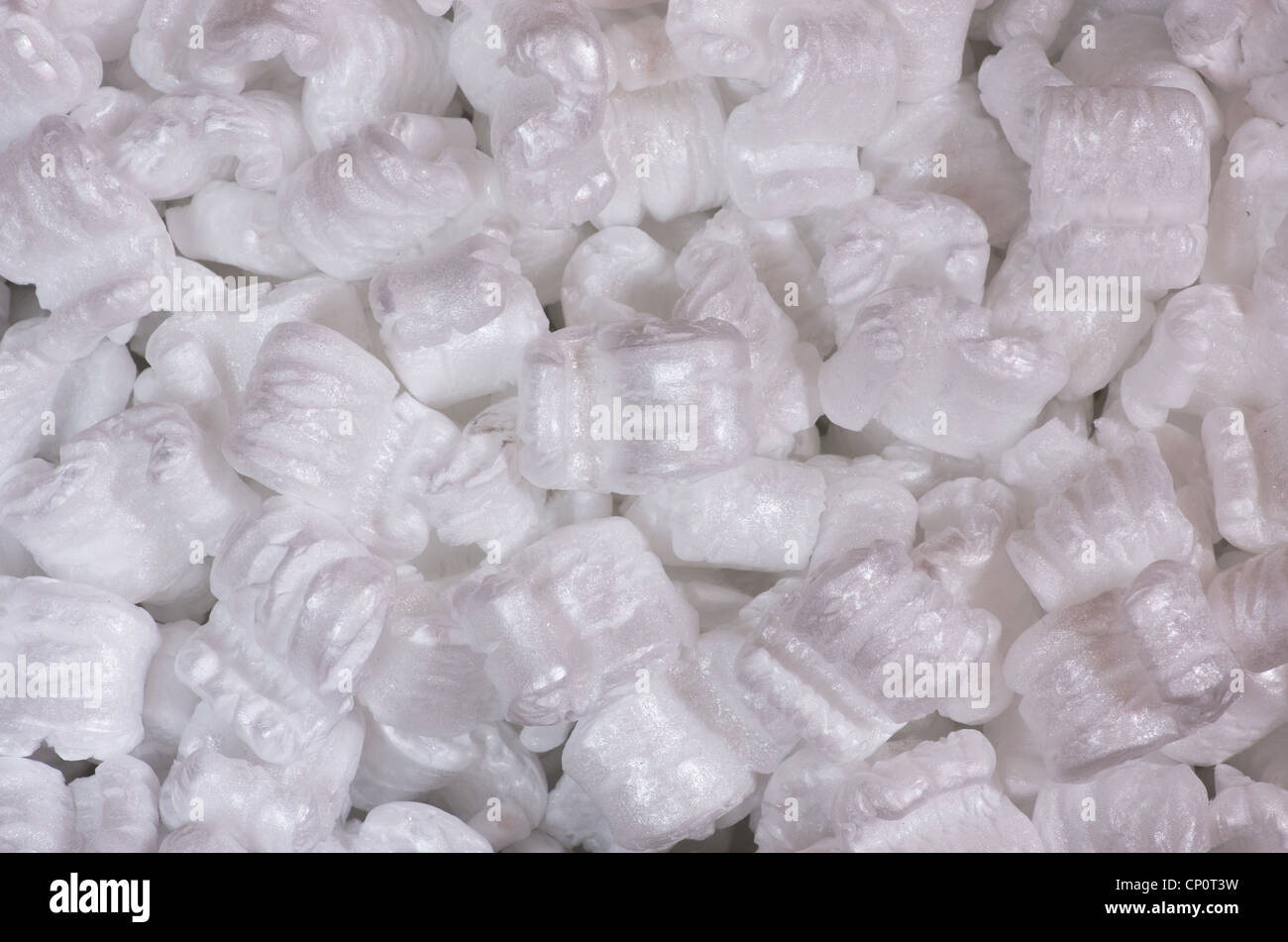white styrofoam S packing peanuts background texture Stock Photo