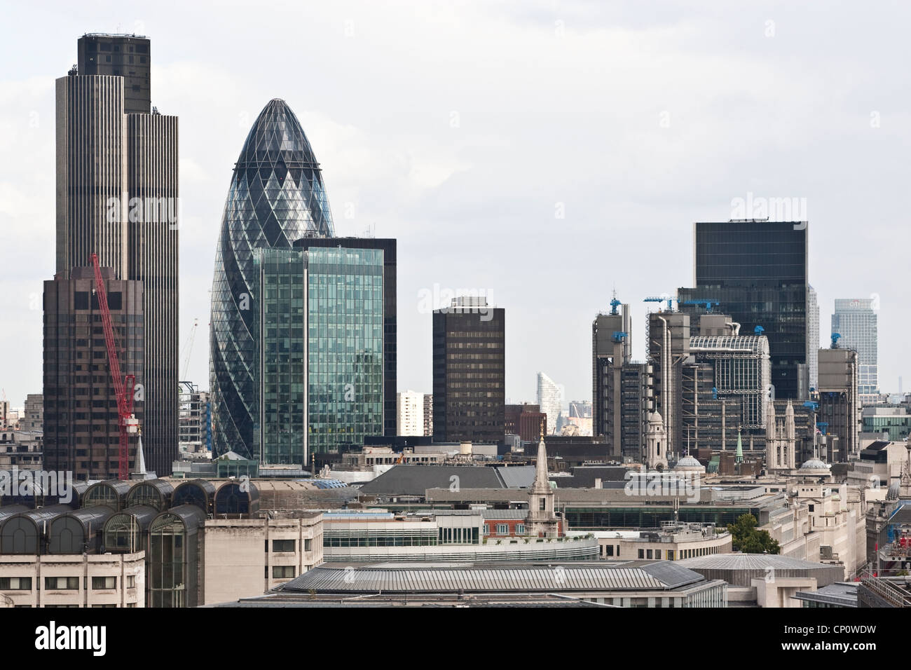 Cityscape across the skyline of the financial district in the City of London,  England, UK Stock Photo