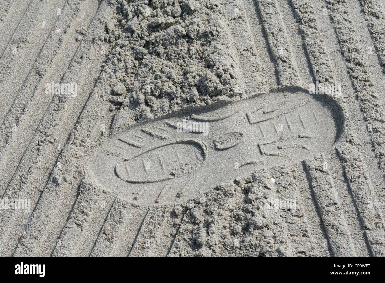 Footprint on beach Stock Photo