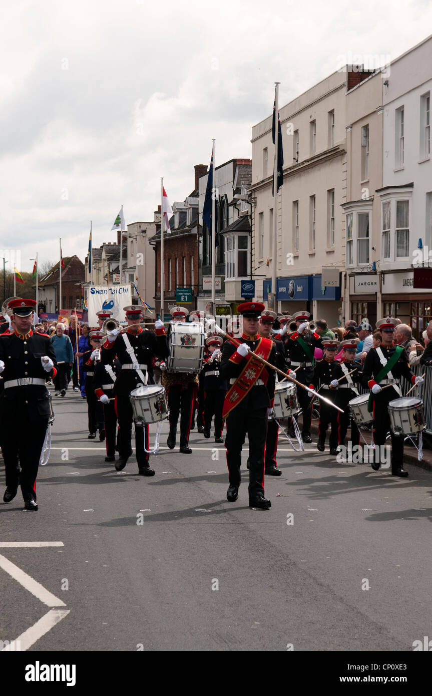 City of Coventry Corps of Drums taking part in the William Shakespeare Birthday Procession Stock Photo