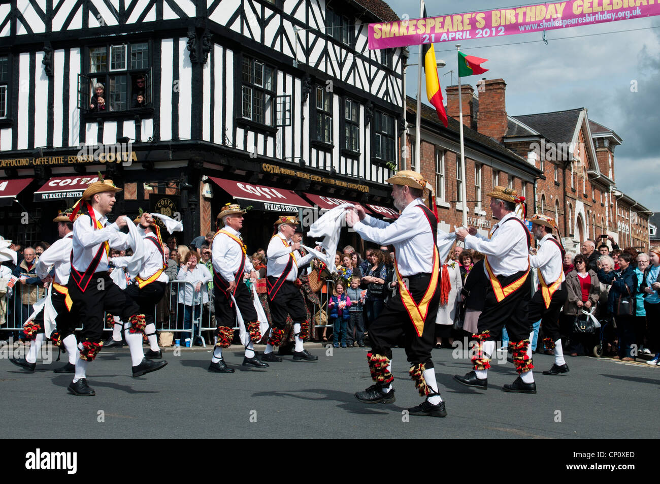 The shakespeare morris men dancing at the william shakespeare birthday